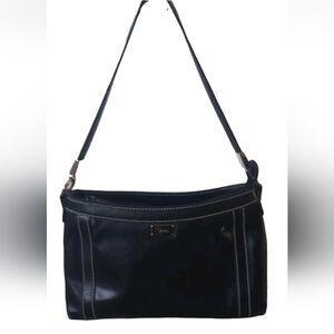 Liz&Company Black Leather Handbag Square Silhouette Sleek Sophisticated Handbag